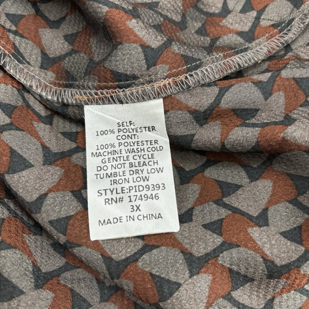 Hailey & Co Geometric Brown & Orange Tiered Ruffle Dress SZ 3XL Boho, Peasant - Picture 12 of 12